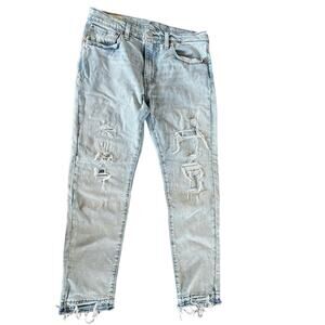 Levi's Premium Mens‎ jeans size w33 L30 Blue Denim Light Wash Distressed